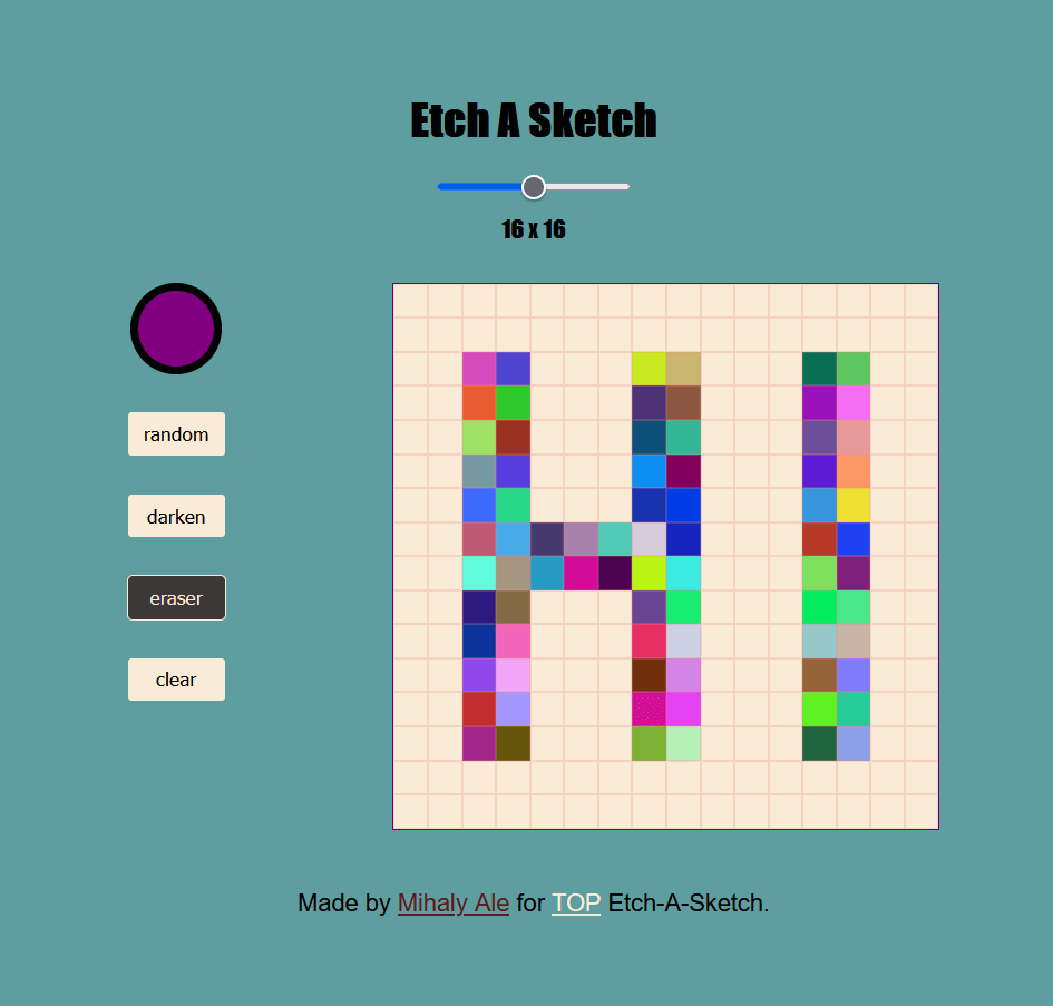 Thumbnail of The Odin Project Etch-a-Sketch project.